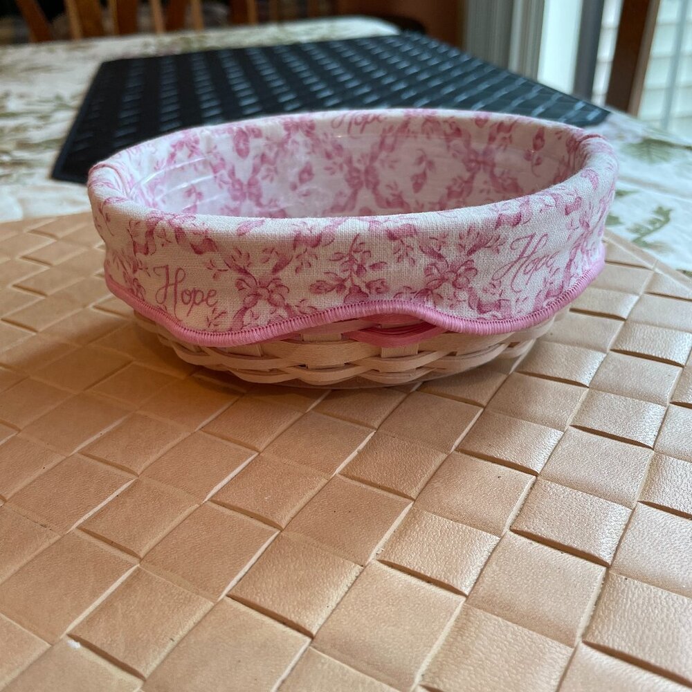 Longaberger Very Small Handmade Basket with Fabric Liner American Cancer Society